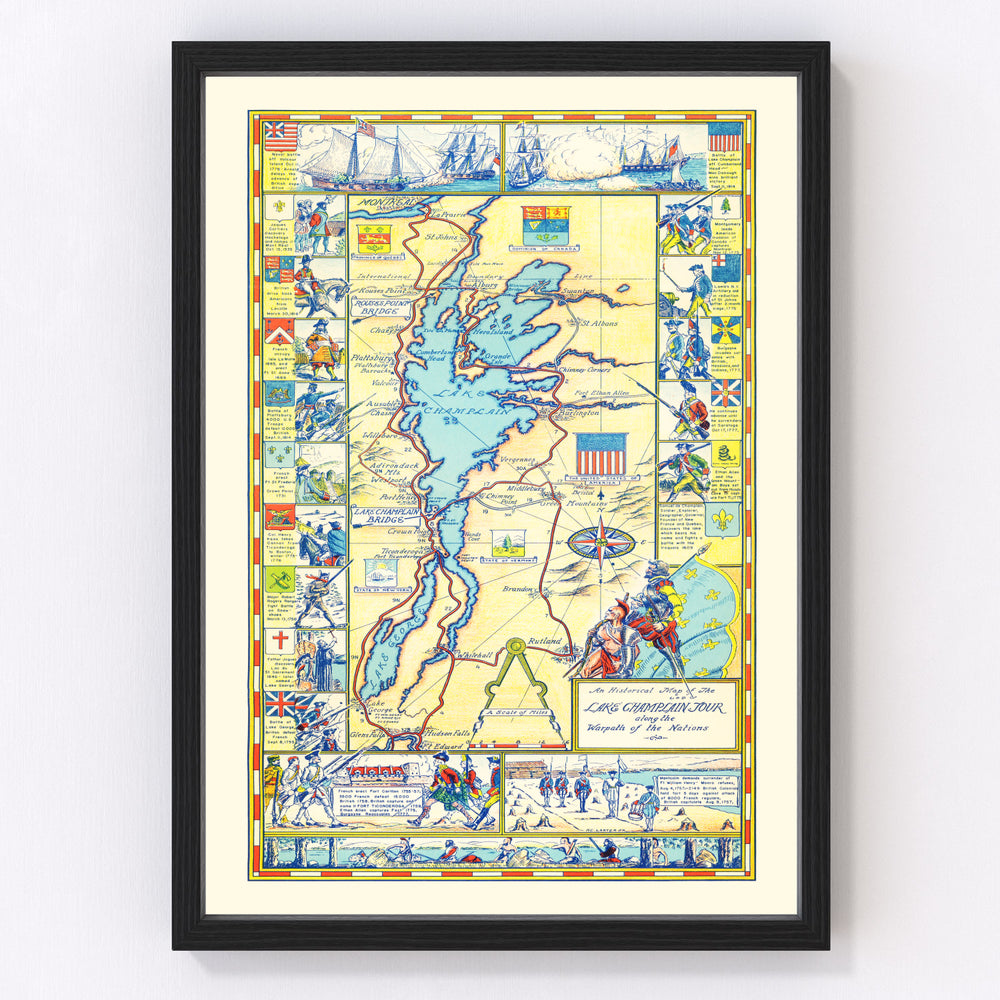Lake Champlain Vintage Map 1939