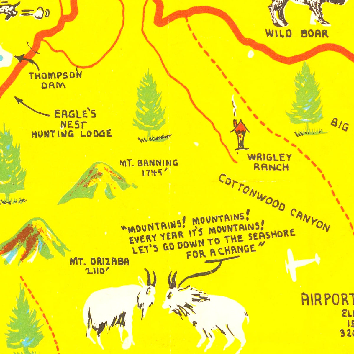 Restored historic details from the 1947 island map of Los Angeles County, California
