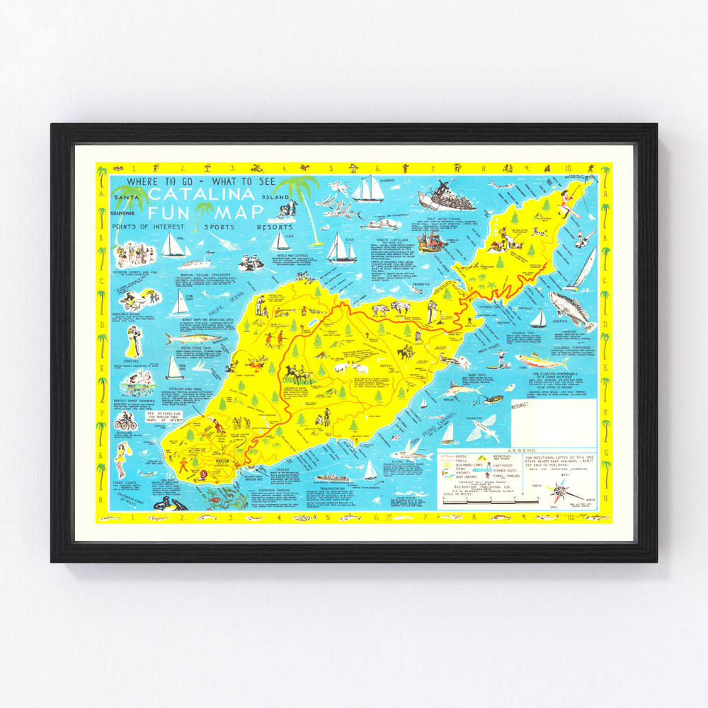 Santa Catalina Island Vintage Map 1947