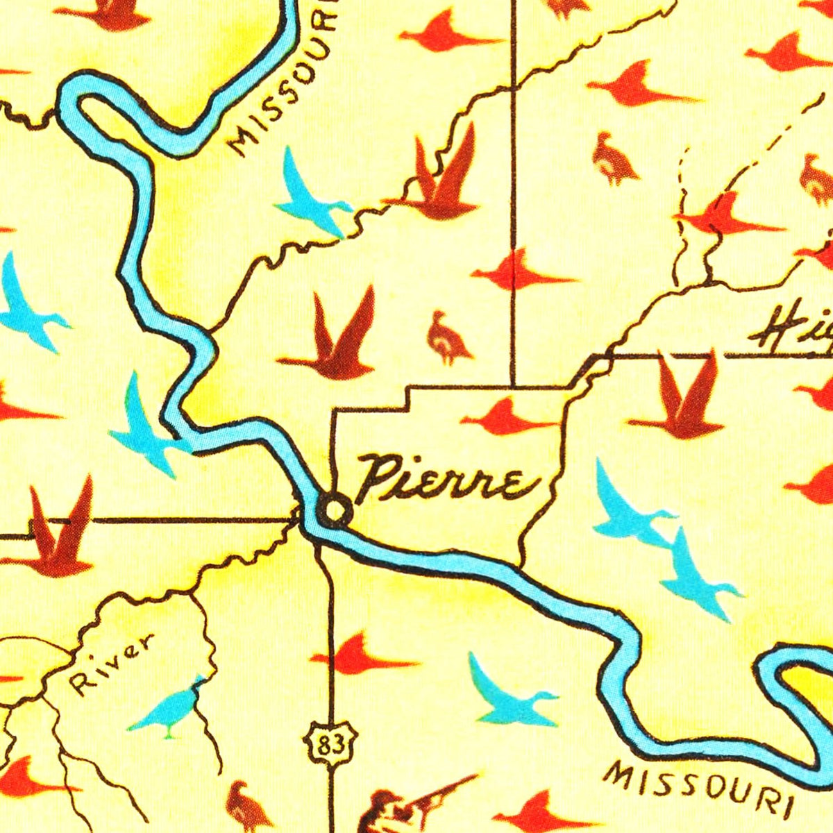 Restored historic details from the 1946 state map of County, South Dakota