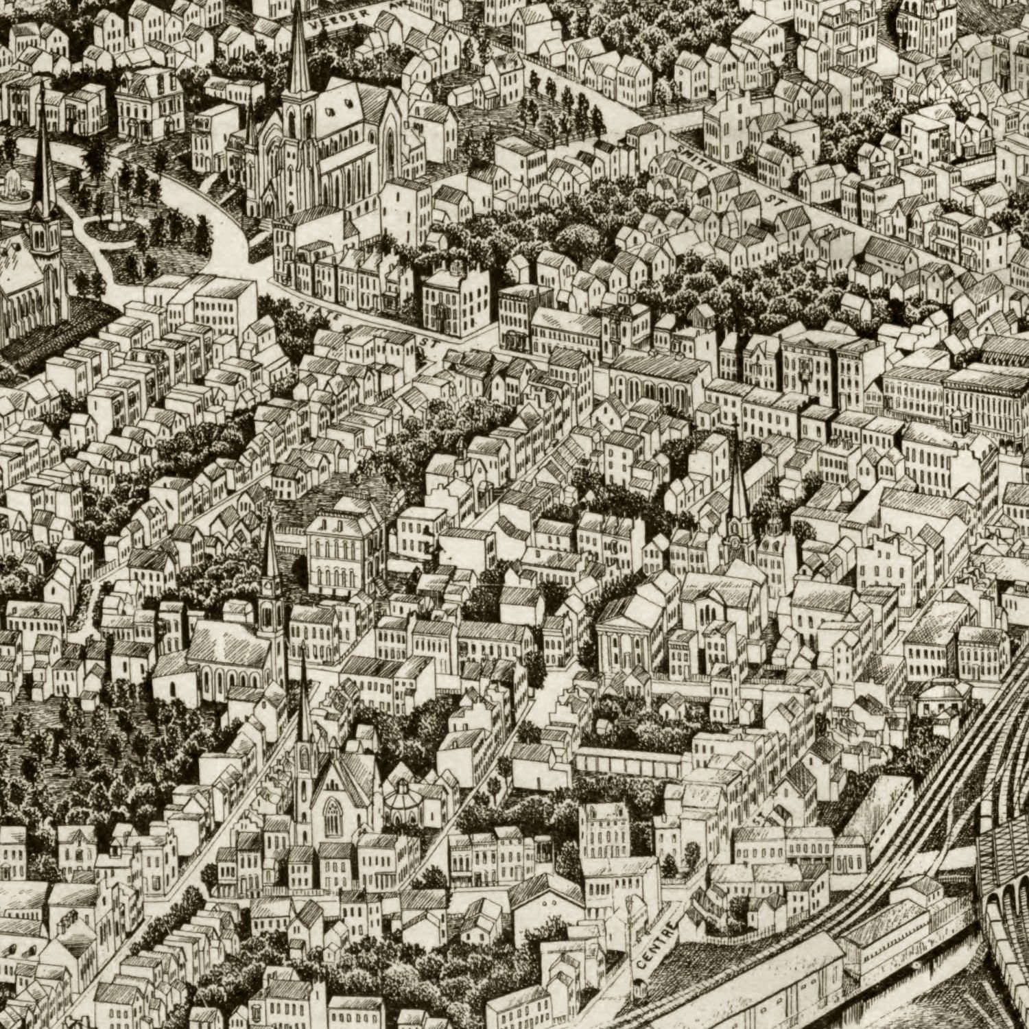 Restored historic details from the 1882 city map of Schenectady, New York