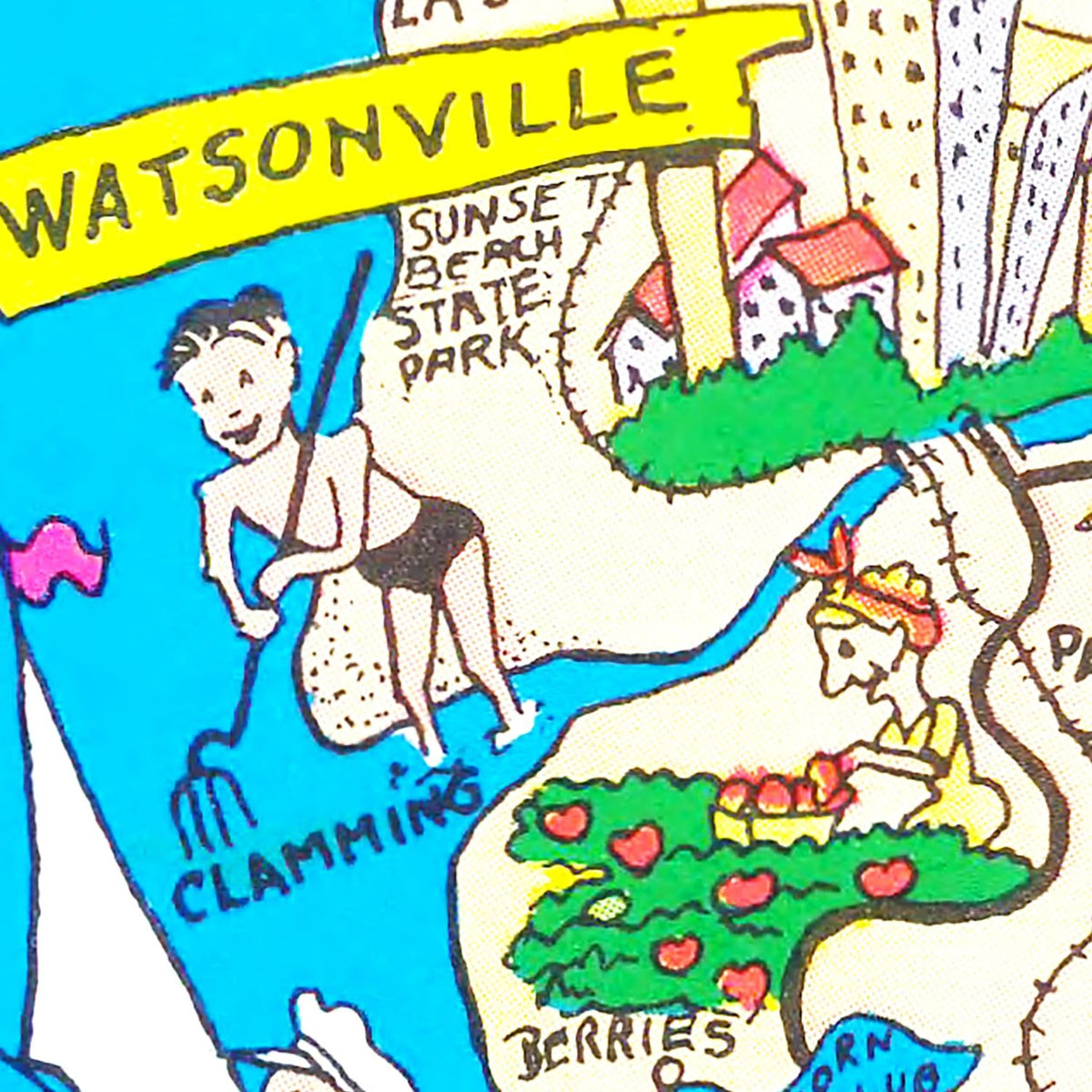 Restored historic details from the 1966 county map of Santa Cruz County, California