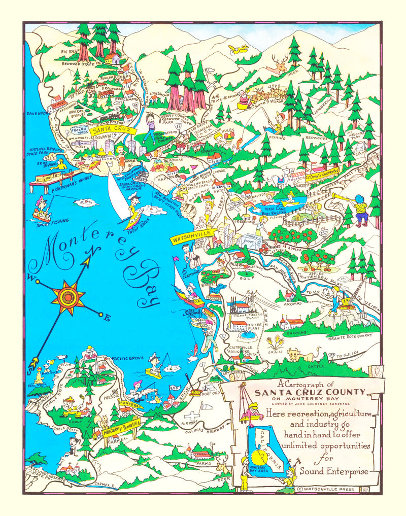 Size comparison using Vintage Map of Santa Cruz County, California 1966