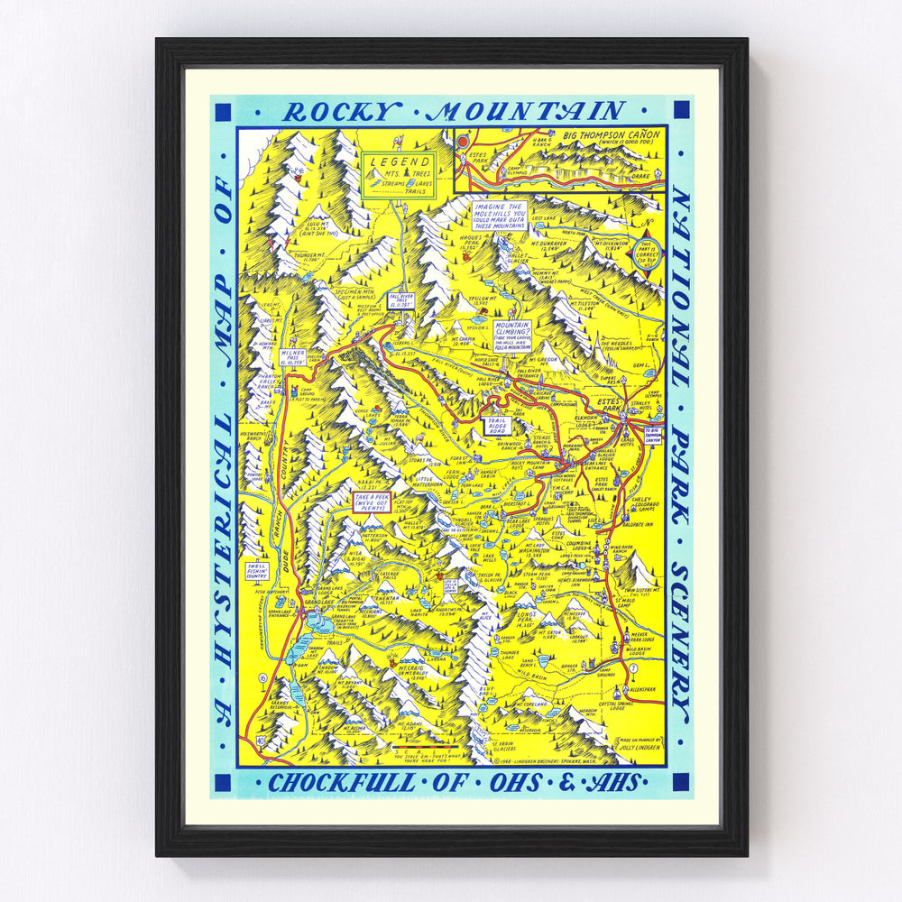 Rocky Mountain National Park Vintage Map 1948