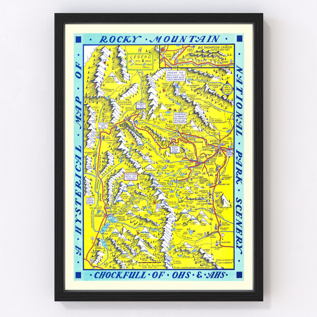 Rocky Mountain National Park Vintage Map 1948