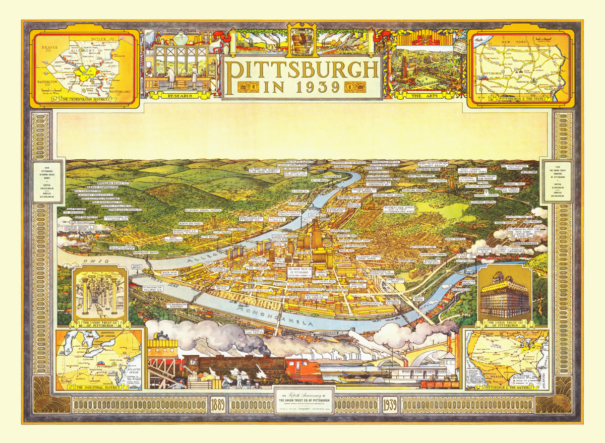 Preview of Vintage Map of Pittsburgh, Pennsylvania 1939