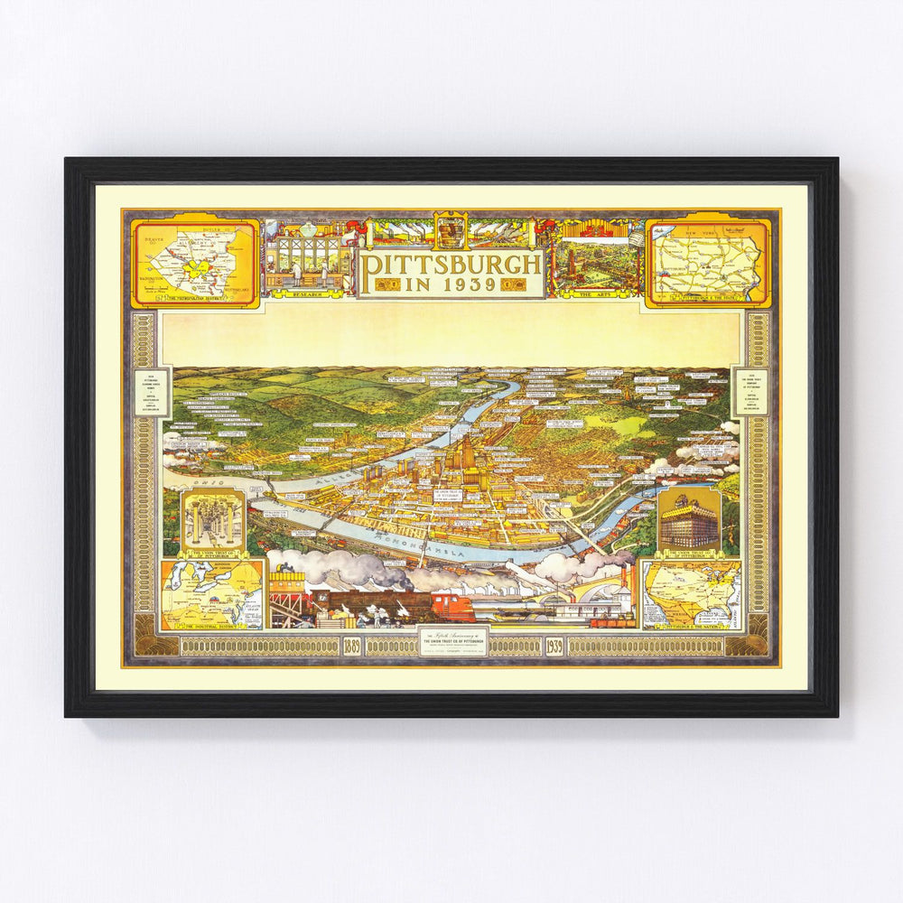 Pittsburgh Vintage Map 1939
