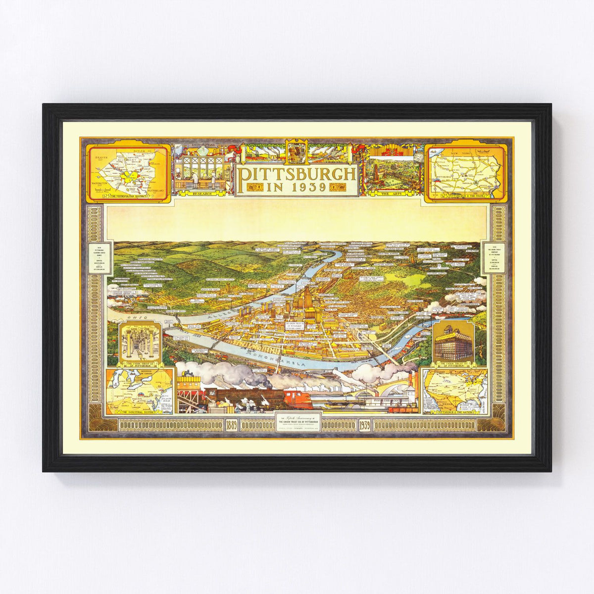 Pittsburgh Vintage Map 1939