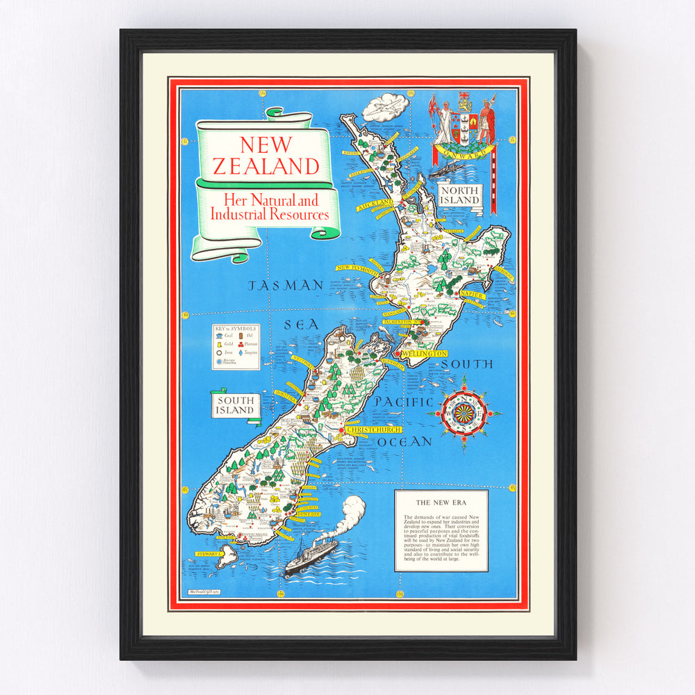 New Zealand Vintage Map 1943