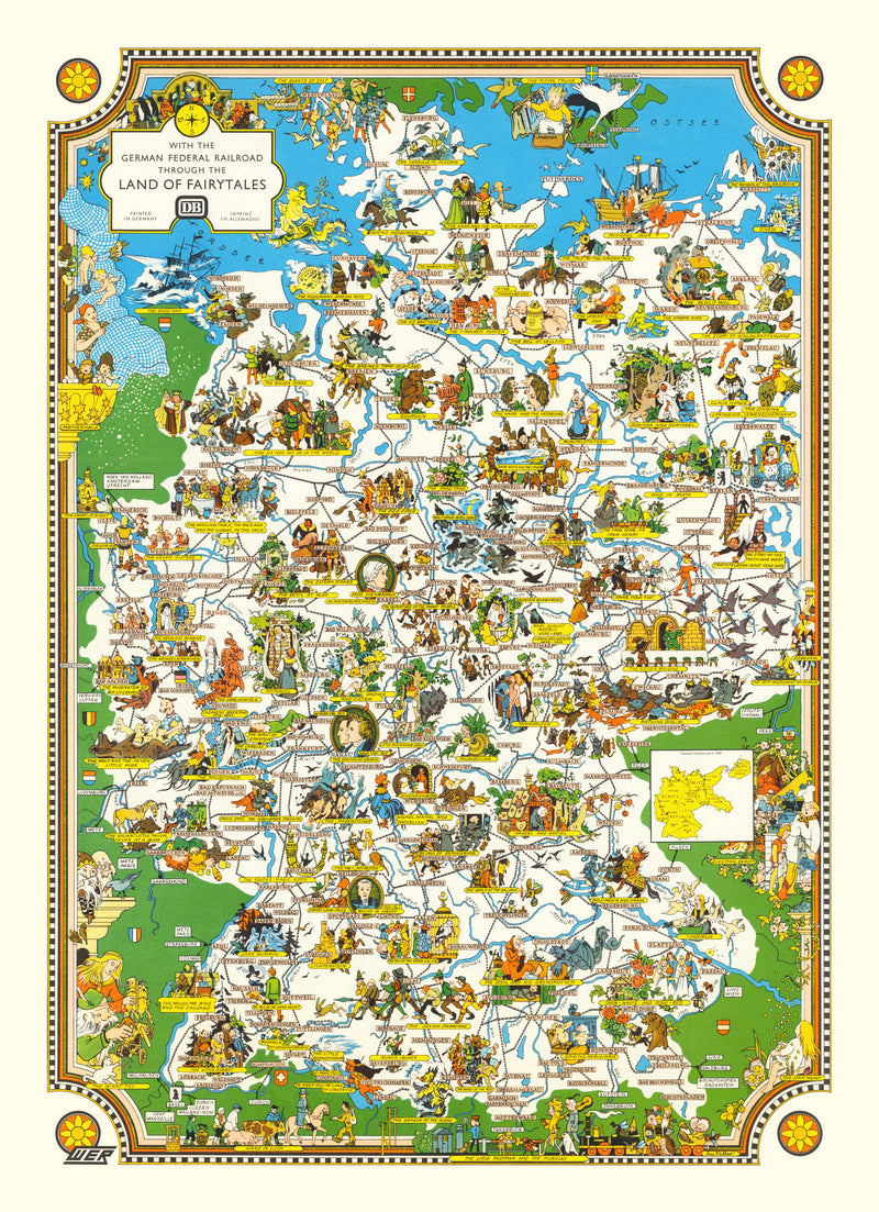 Size comparison using Vintage Fairy Tale Map of Germany, 1960