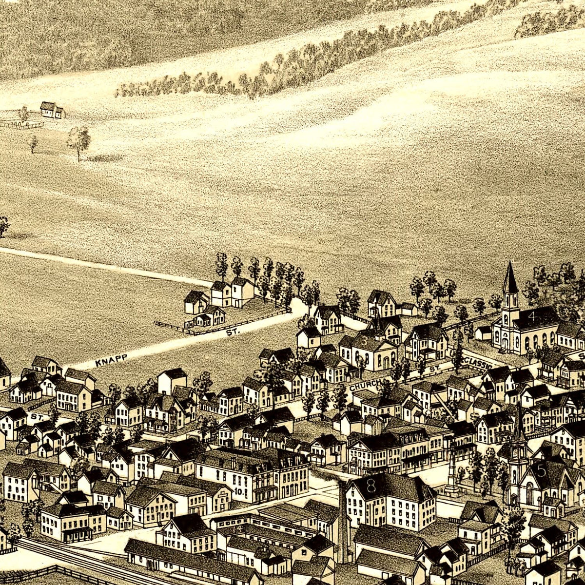 Restored historic details from the 1887 city map of Sherburne, New York