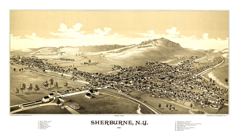 Size comparison using Vintage Map of Sherburne, New York 1887