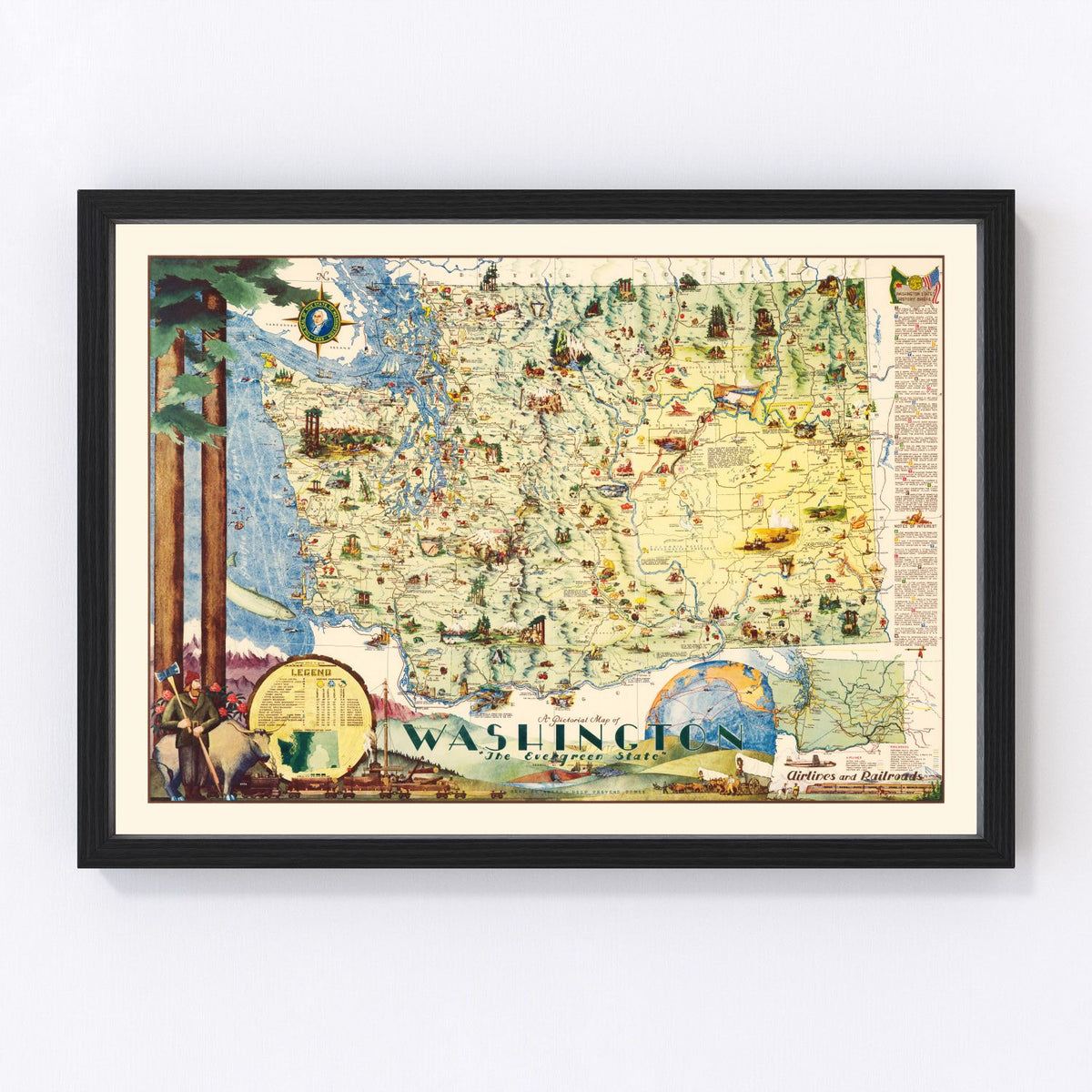 Washington Vintage Map 1948