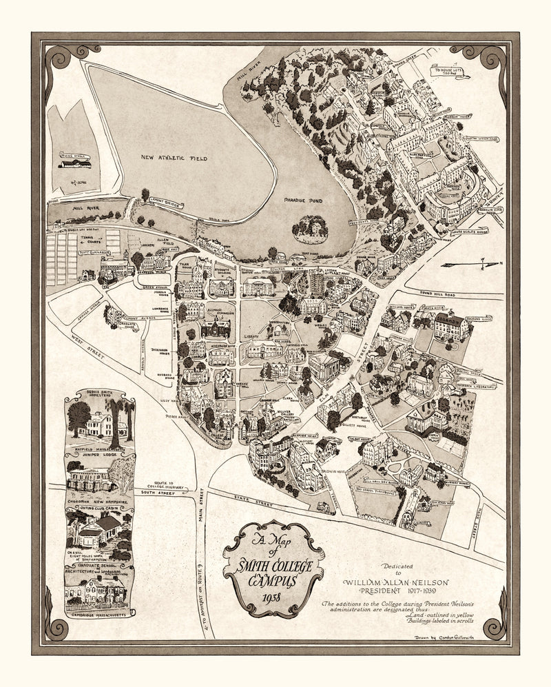 Size comparison using Vintage Map of Smith College, 1938