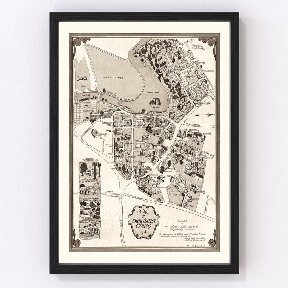 Smith College Vintage Map 1938