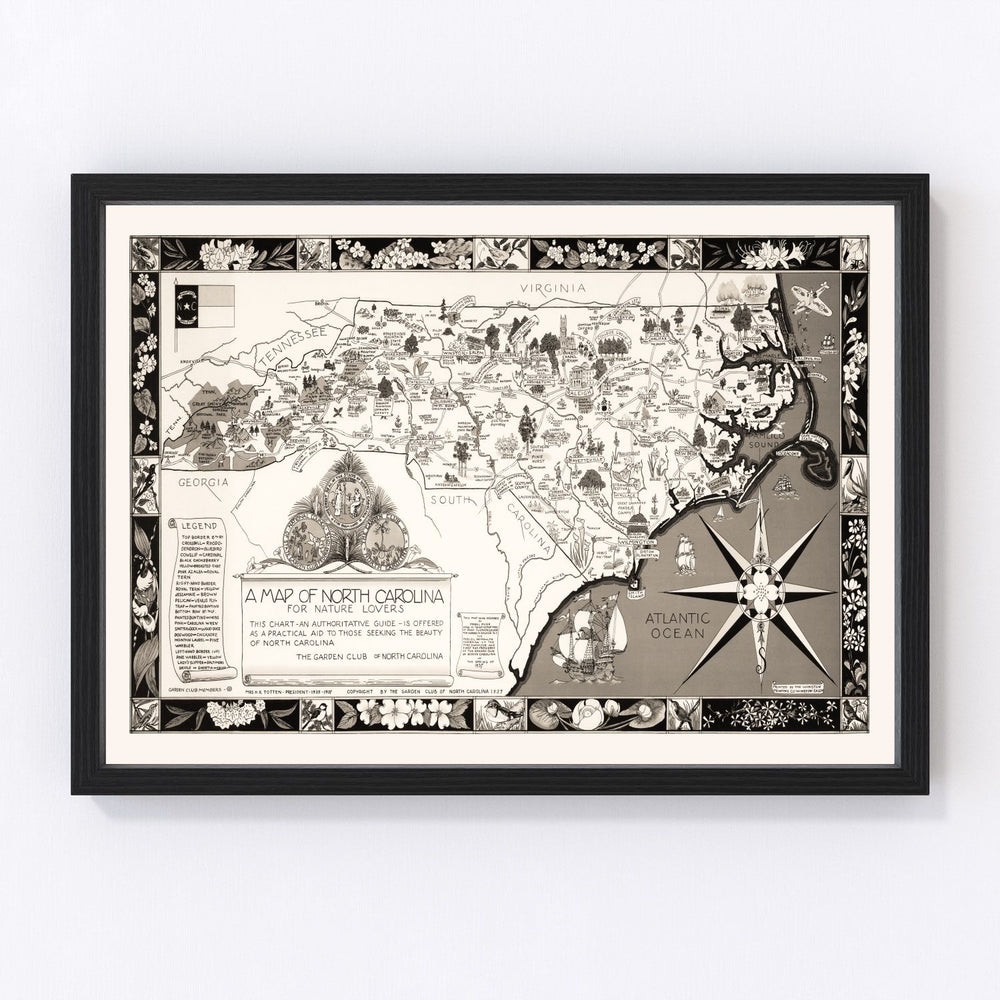 North Carolina Vintage Map 1937