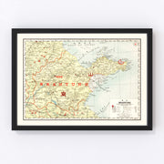 Shantung China Vintage Map 1917