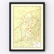 Shansi China Vintage Map 1917