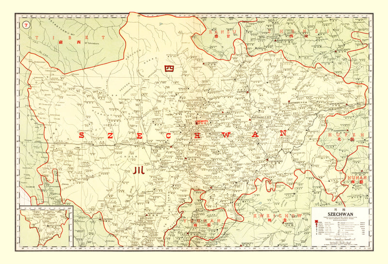 Size comparison using Vintage Map of Szechwan China, 1917