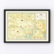 Hupeh China Vintage Map 1917