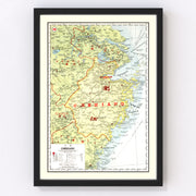 Chekiang China Vintage Map 1917