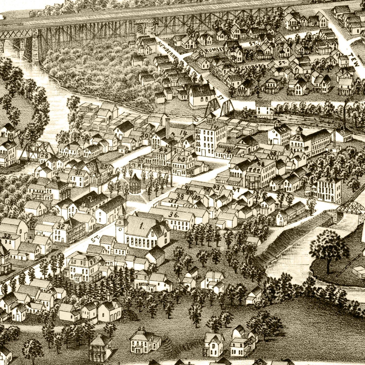 Restored historic details from the 1892 city map of Silver Creek, New York