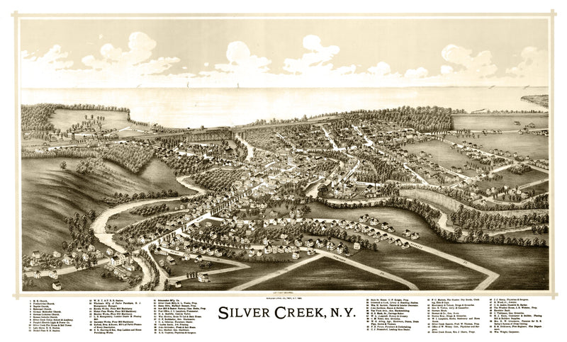 Size comparison using Vintage Map of Silver Creek, New York 1892