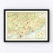 Kwangtung Chinga Vintage Map 1917