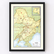 Manchuria China Vintage Map 1917