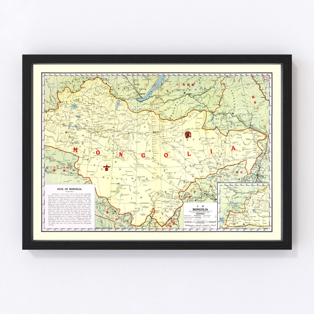 Mongolia Vintage Map 1917
