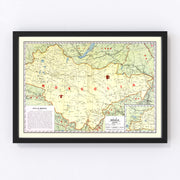 Mongolia Vintage Map 1917