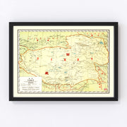 Tibet China Vintage Map 1917