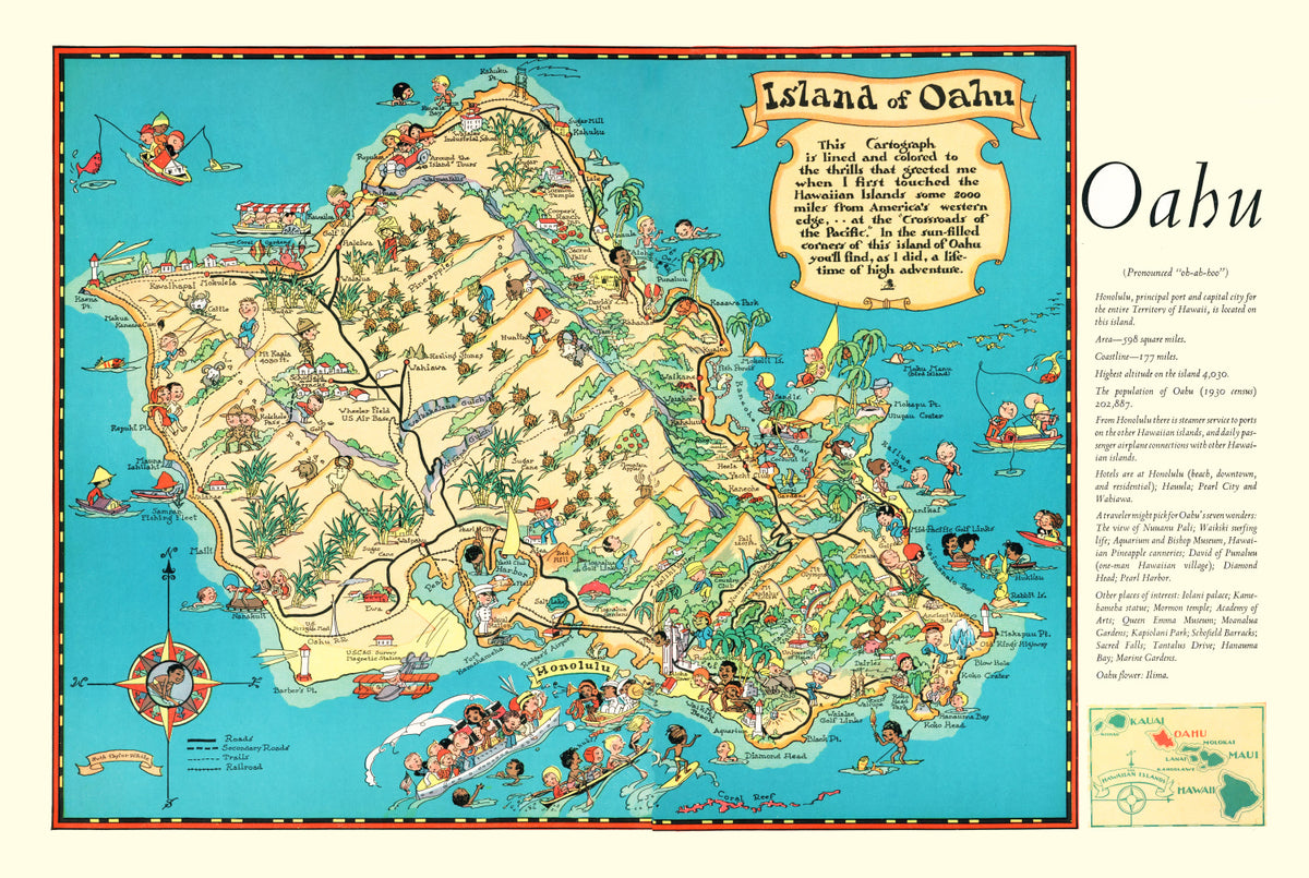 Preview of Vintage Map of Oahu, 1935