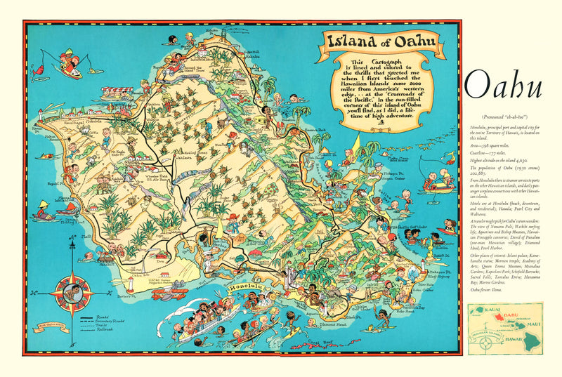 Size comparison using Vintage Map of Oahu, 1935