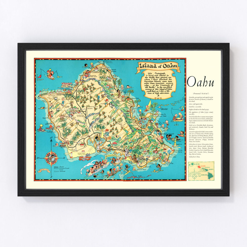 Oahu Vintage Map 1935