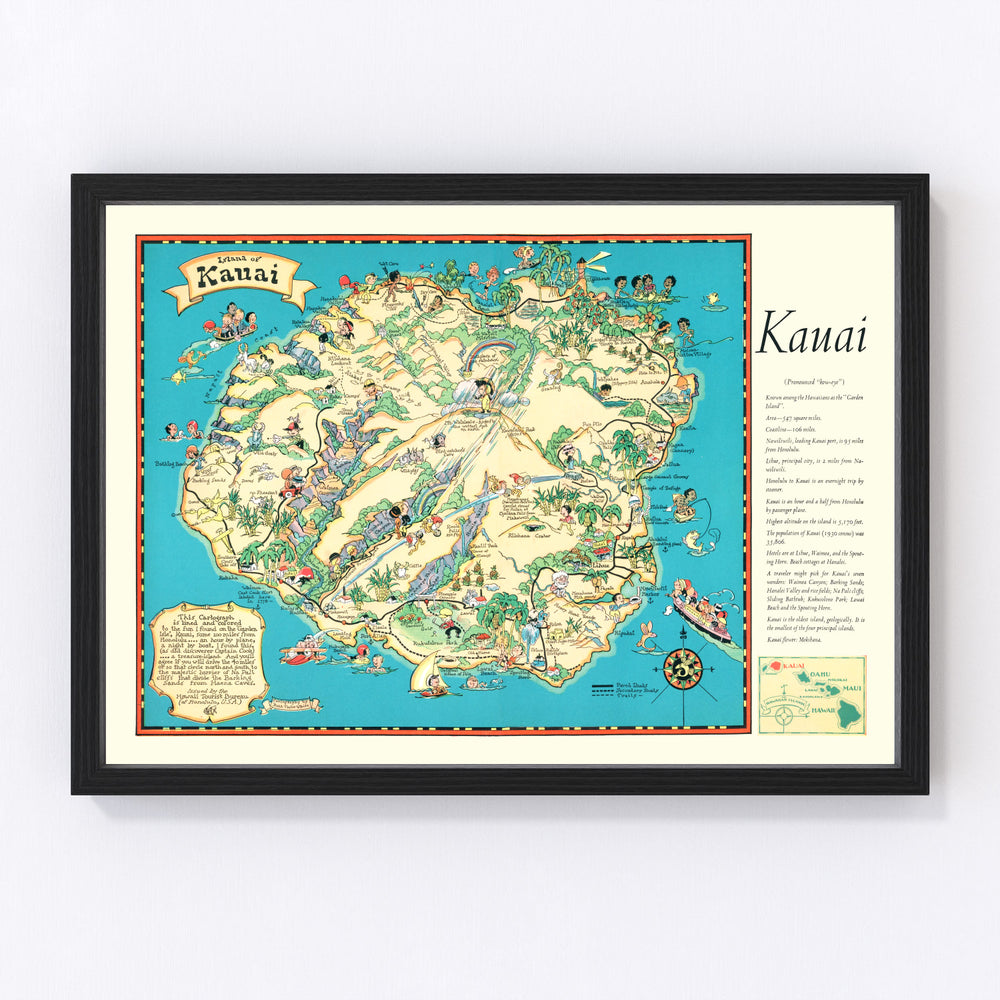 Kauai Vintage Map 1935