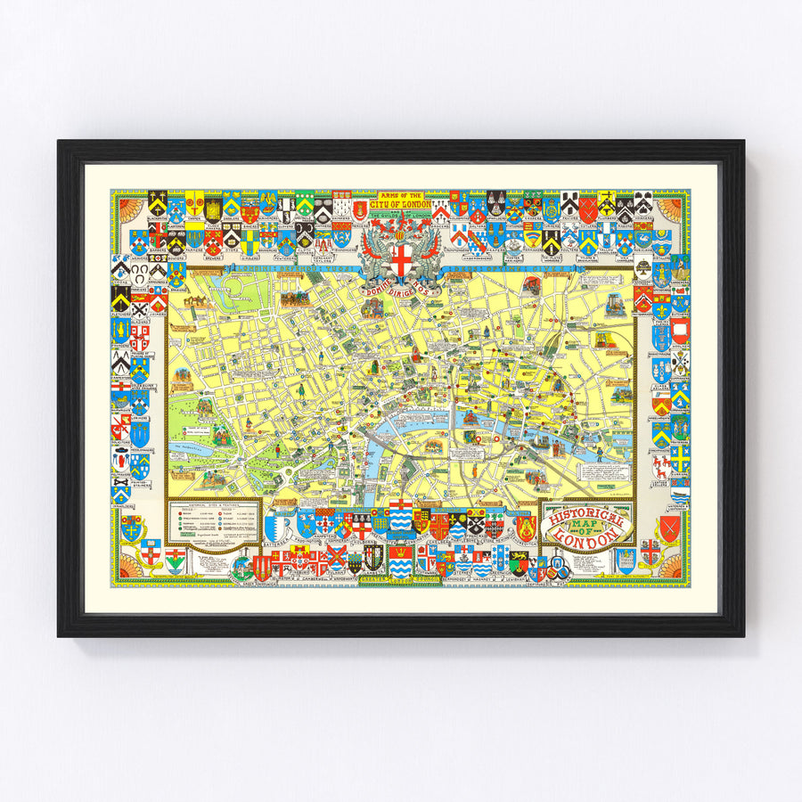 Vintage Map of London, England 1965