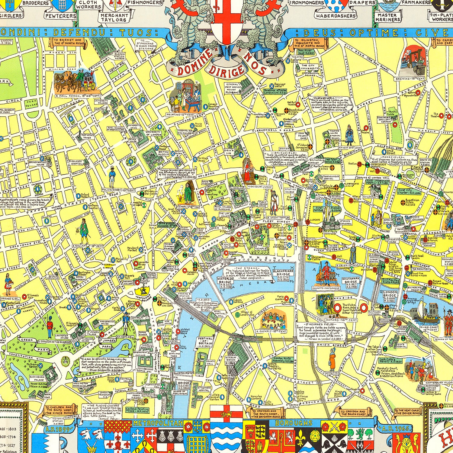 Restored historic details from the 1965 city map of London