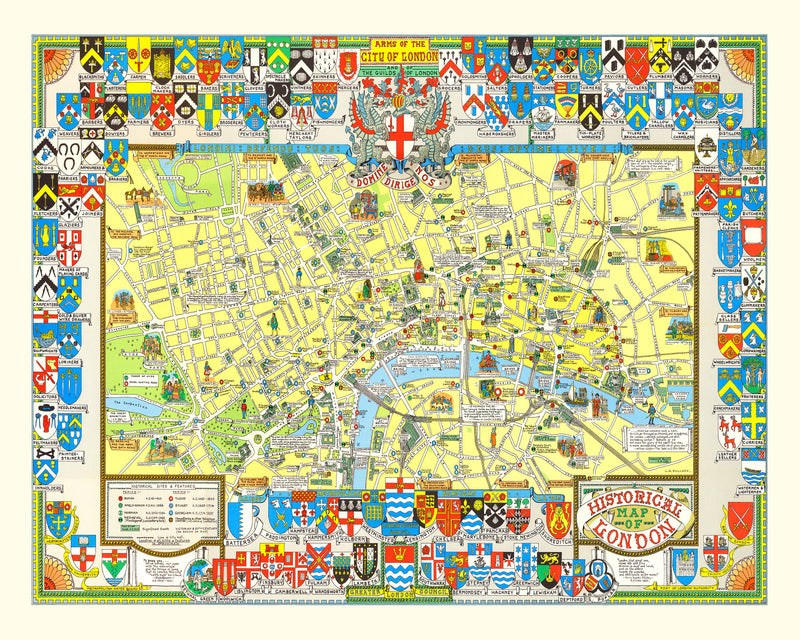 Size comparison using Vintage Map of London, England 1965