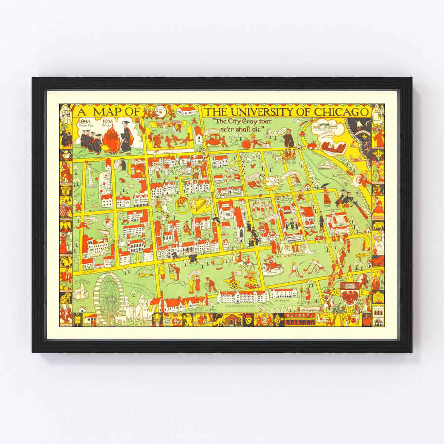 University of Chicago Vintage Map 1932