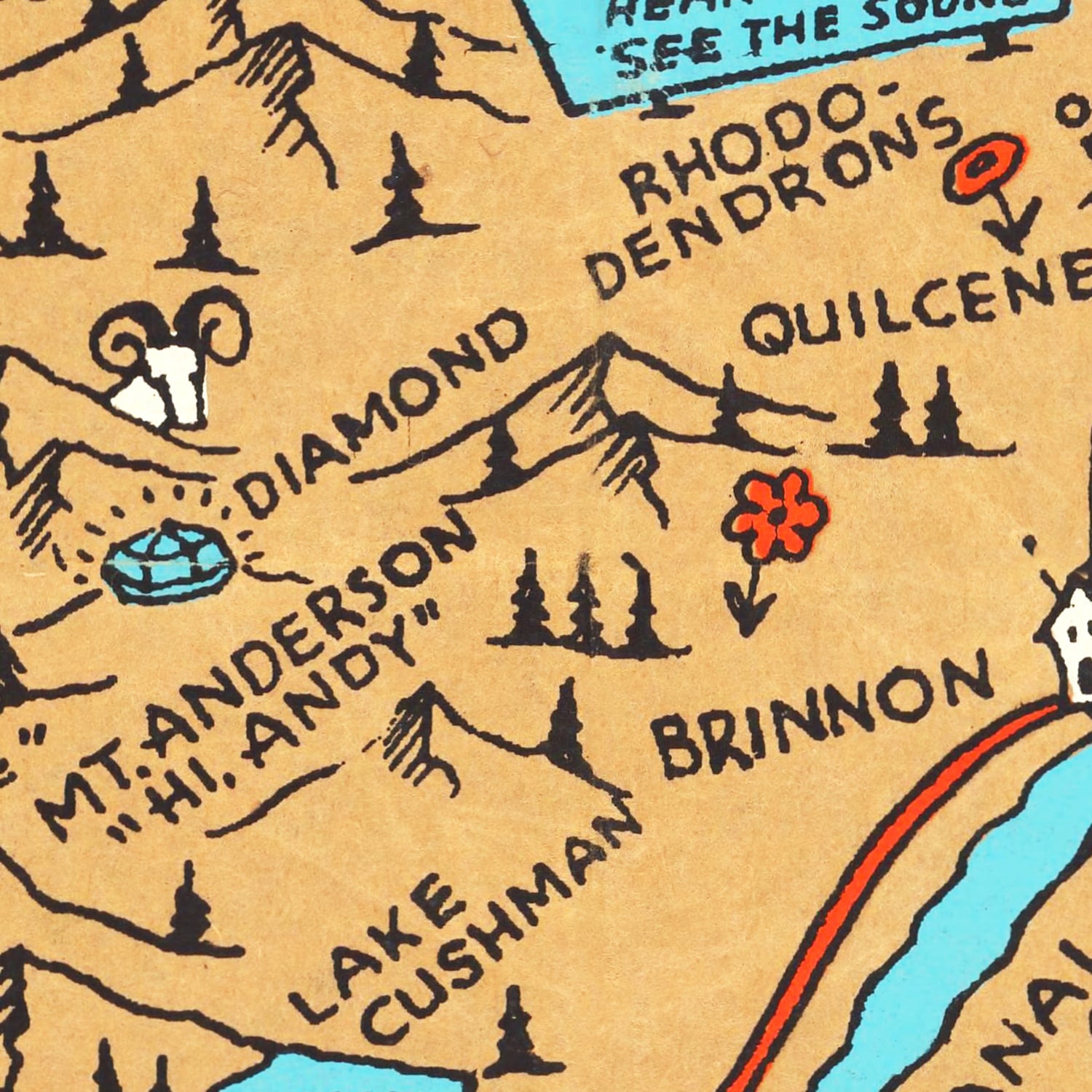 Restored historic details from the 1934 coastline map of County, Washington