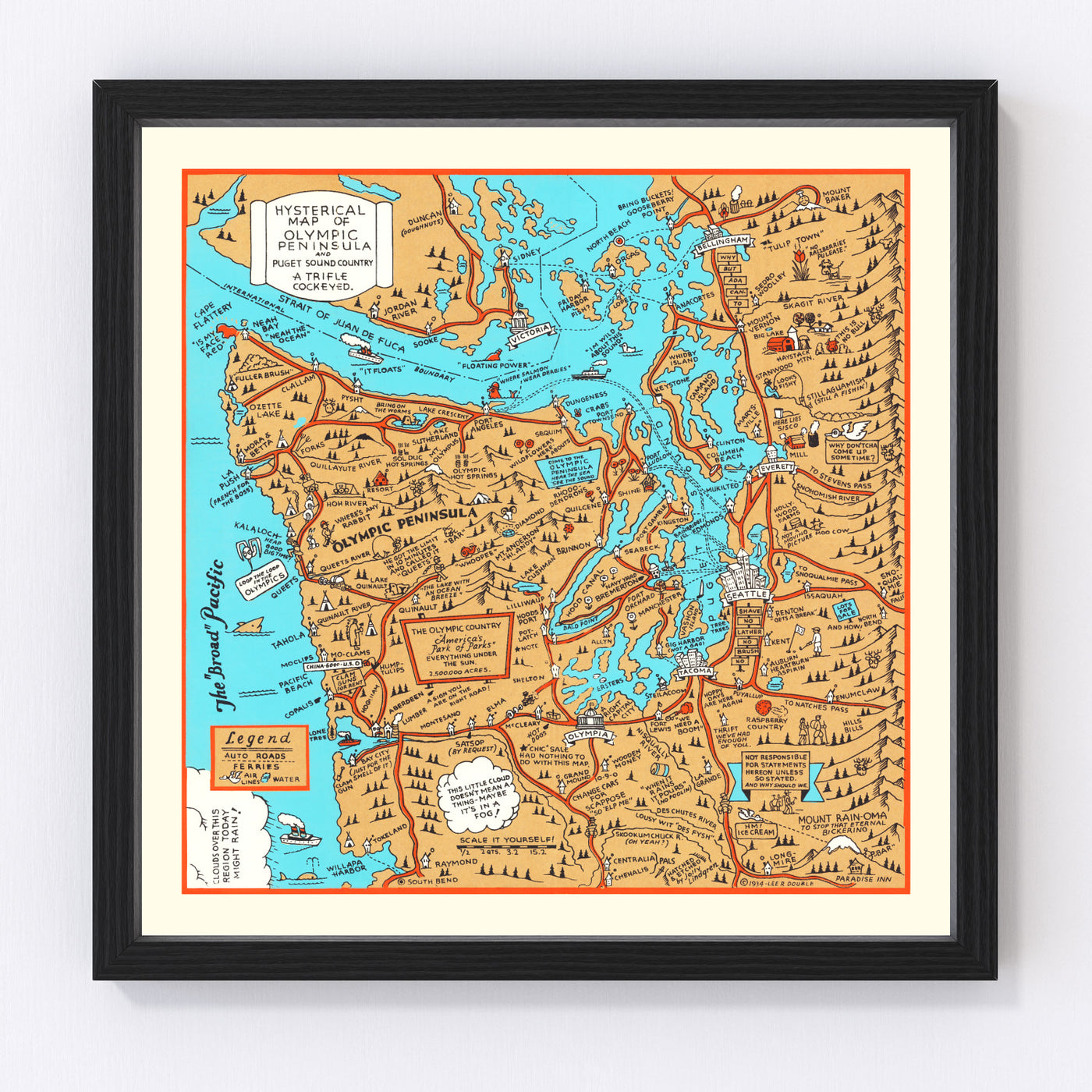 Puget Sound Vintage Map 1934