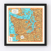 Puget Sound Vintage Map 1934