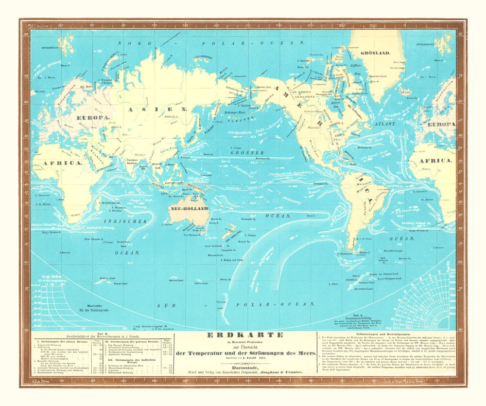 Erdkarte World Map, 1845 print style example
