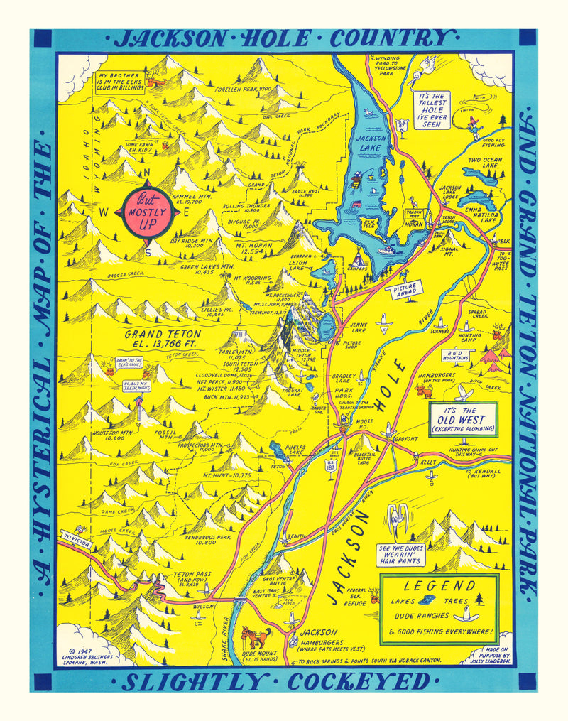 Size comparison using Vintage Map of Grand Teton National Park, 1947