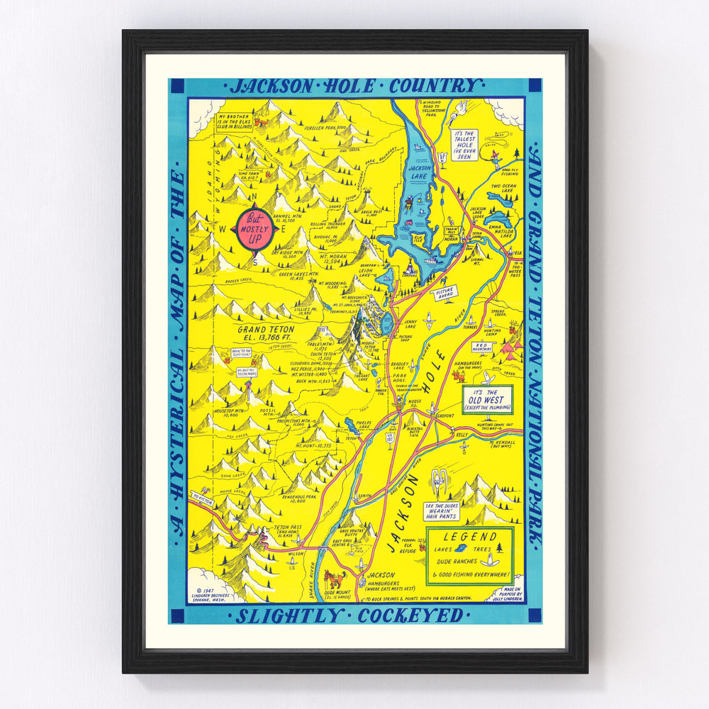 Grand Teton National Park Vintage Map 1947