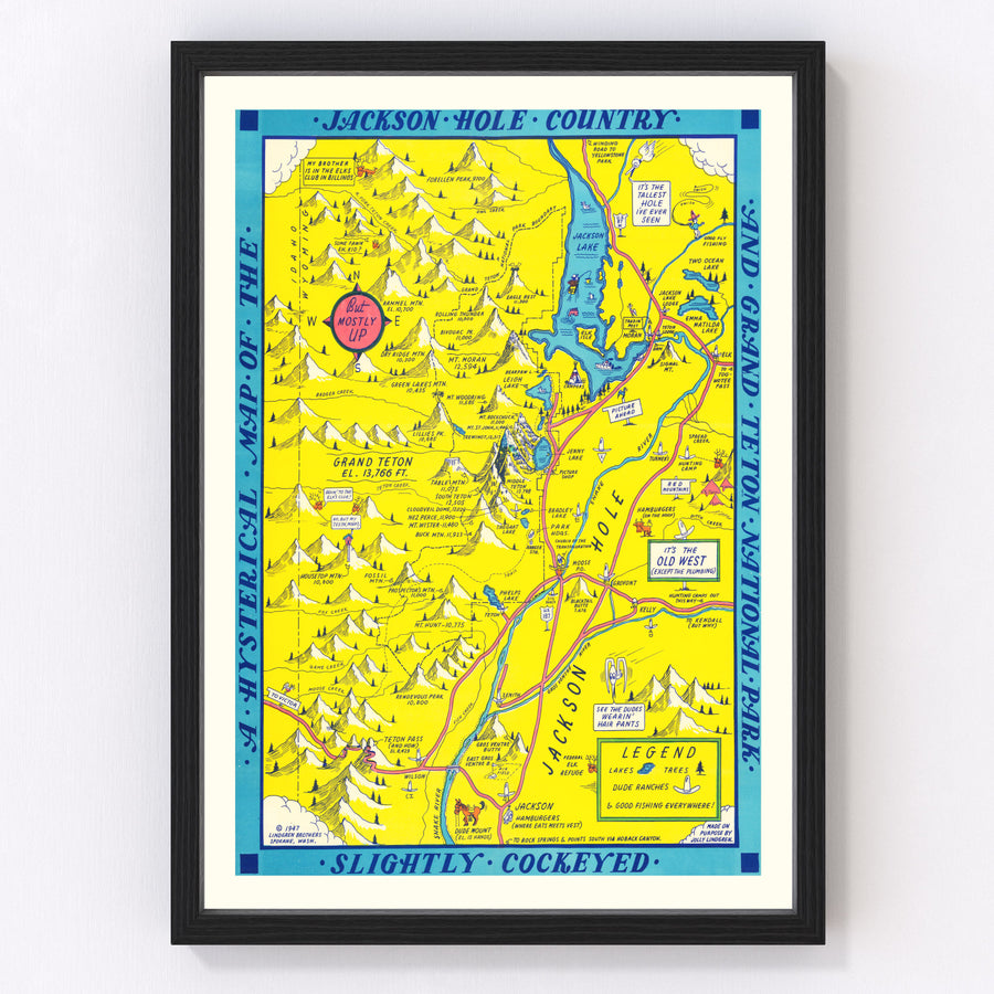 Grand Teton National Park Vintage Map 1947