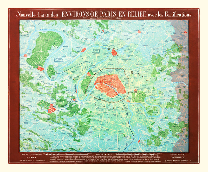 Size comparison using Vintage Map of Paris, France 1843