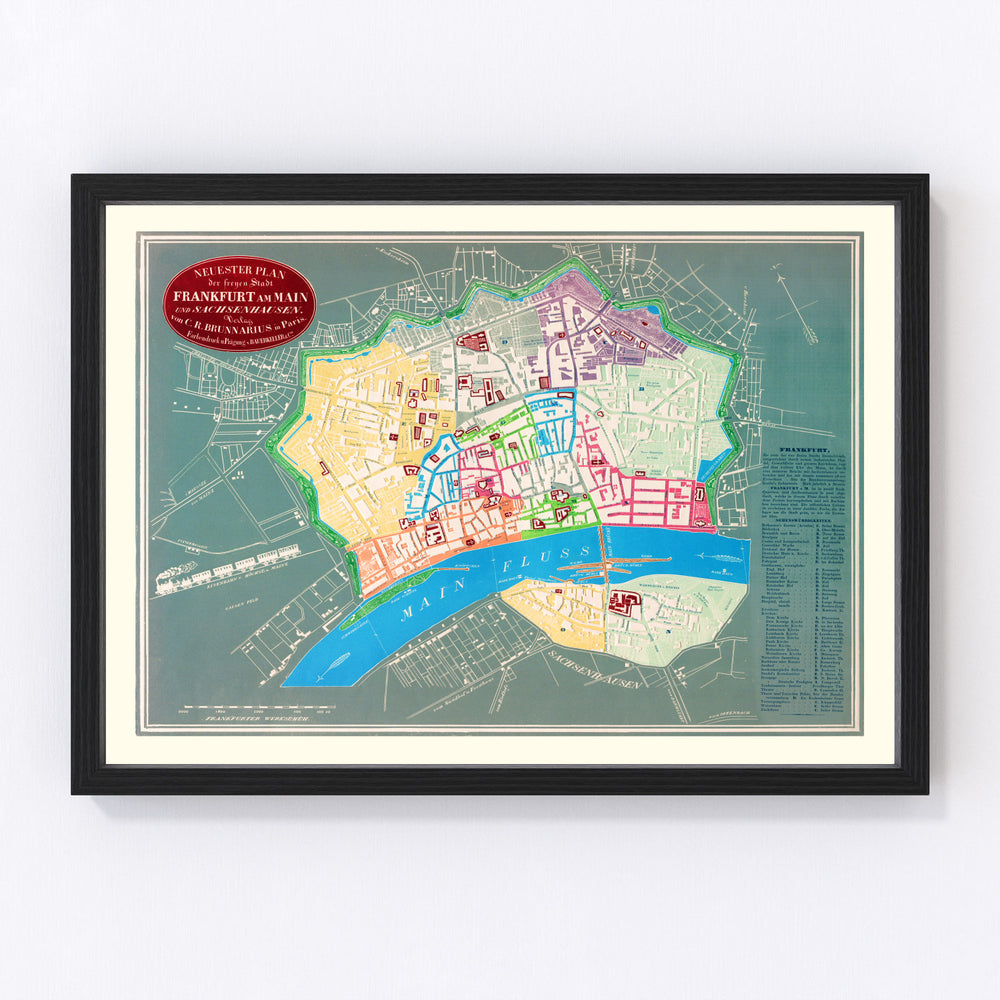 Frankfurt Vintage Map 1844