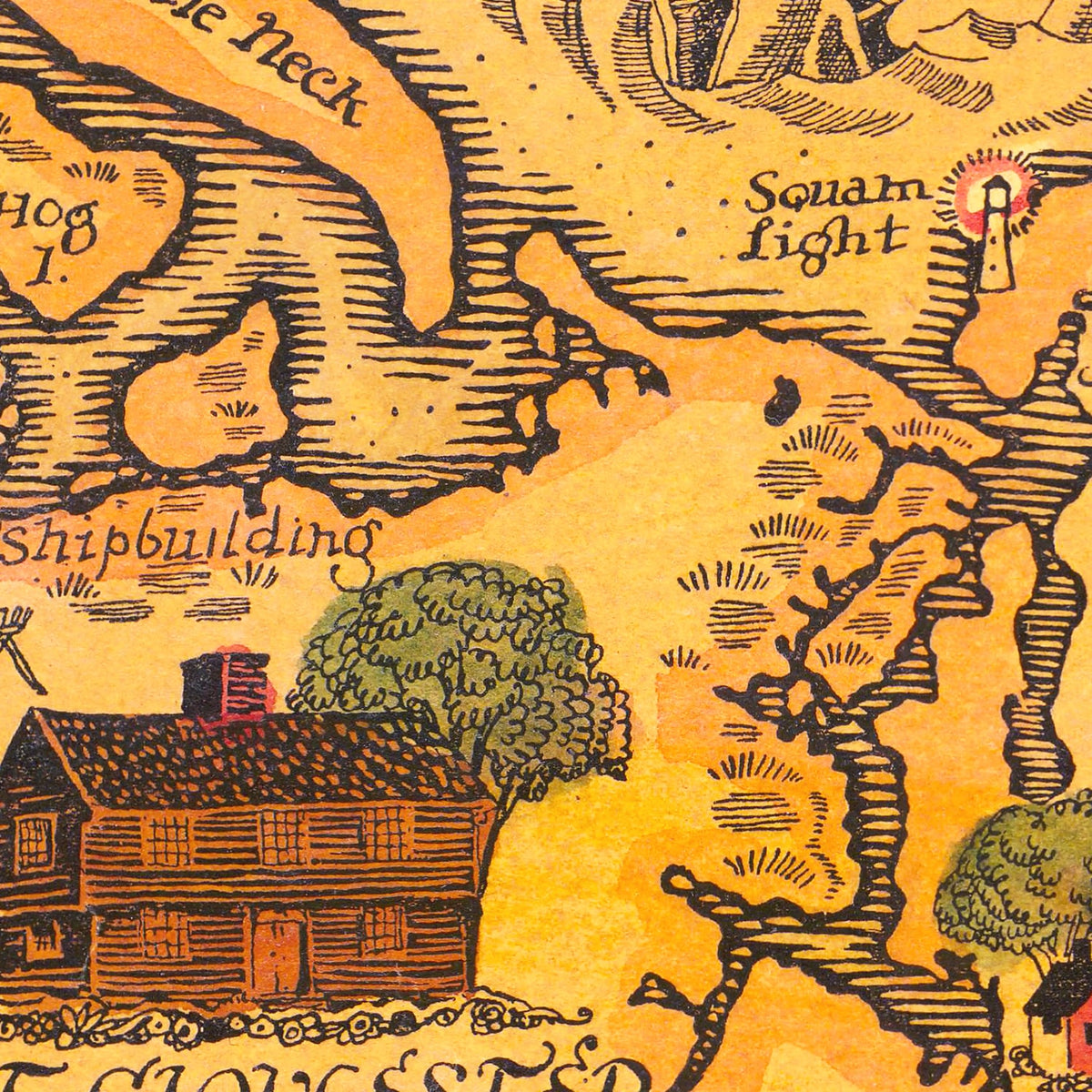 Restored historic details from the 1927 coastline map of Essex County, Massachusetts